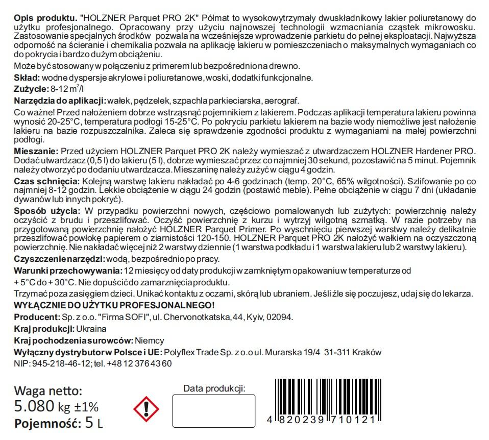 Parquet Pro2k Semi-matt+Hardener